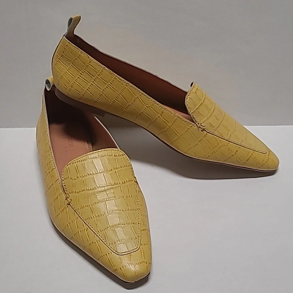 ASOS Yellow Croc-Embossed Loafers - Picture 1 of 8